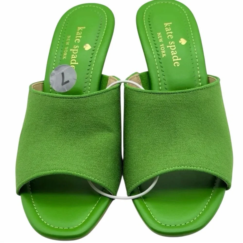Kate Spade Marigold Elegant Green Heels Mules Size 7B NWOT